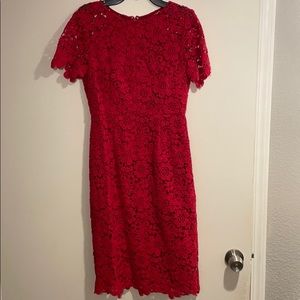 Shoshanna Anthropologie 0P petite dress red lace